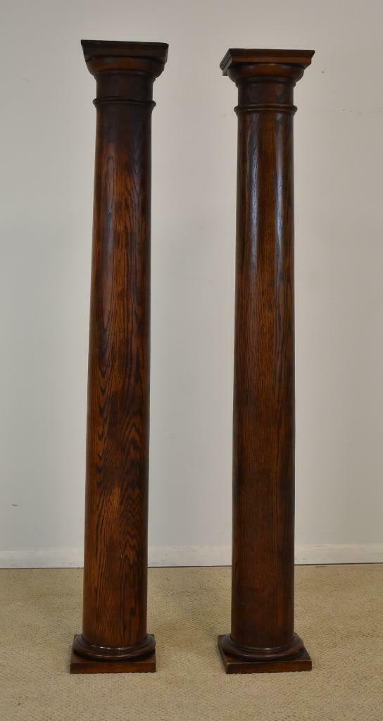 Pair Antique Oak Pillars / Columns